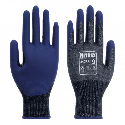 Unigloves 340RF Grey Fibreglass, HPPE, Nylon Work Gloves, Size 7, Nitrile Foam Coating