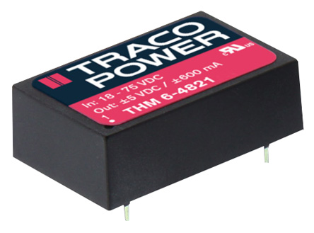 TRACOPOWER THM 6 DC-DC Converter, 12V dc/ 500mA Output, 9 → 18 V dc Input, 6W, PCB Mount, +90°C Max Temp -40°C