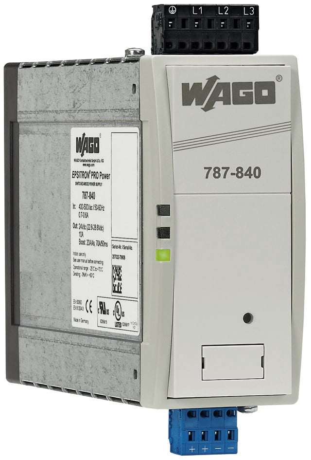 WAGO 787 Switched Mode DIN Rail Power Supply, 400V ac Input, 24V dc dc Output, 10A Output, 240W