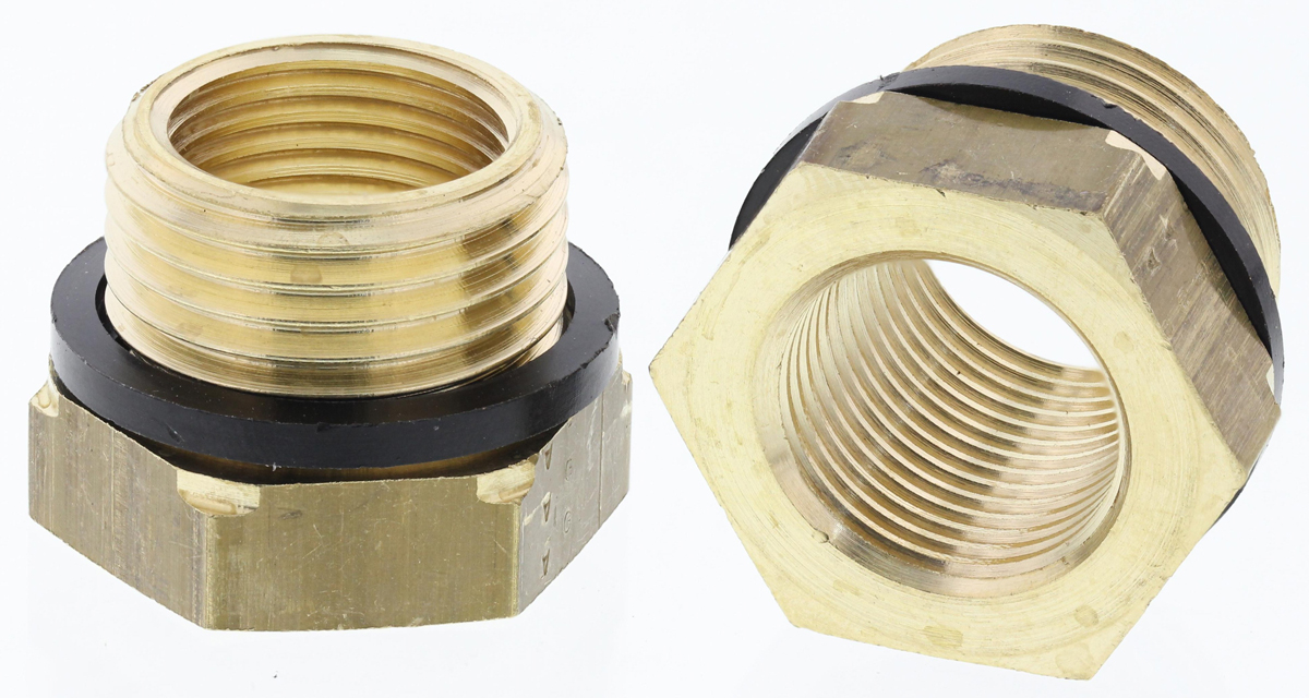 Legris Brass Pipe Fitting, Straight Threaded Reducer, Male G 1/2in to Female G 3/8in