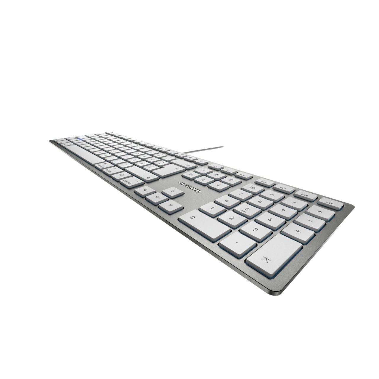 Cherry CHERRY KC 6000 C SLIM Wired USB Mac Keyboard, QWERTZ (German), Silver/White
