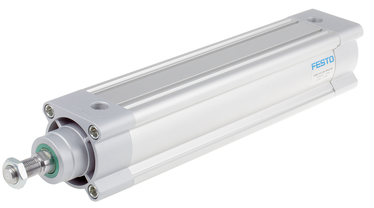 Festo Pneumatic Piston Rod Cylinder - 1383640 63 mm Bore, 250 mm DSBC Series, Double Acting Acting