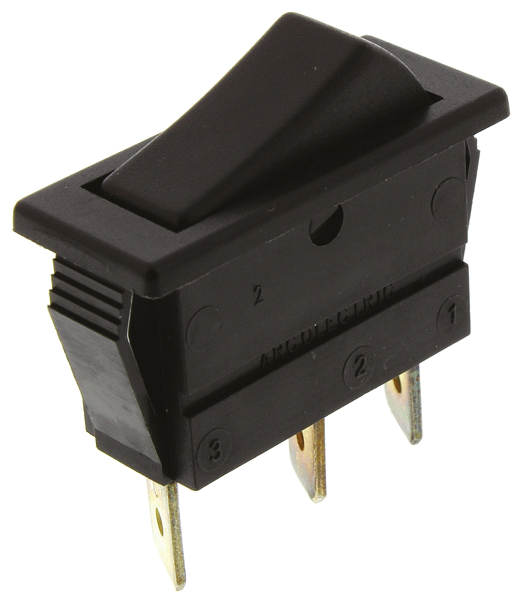 Arcolectric (Bulgin) Ltd SPST, On-Off-On Rocker Switch Panel Mount