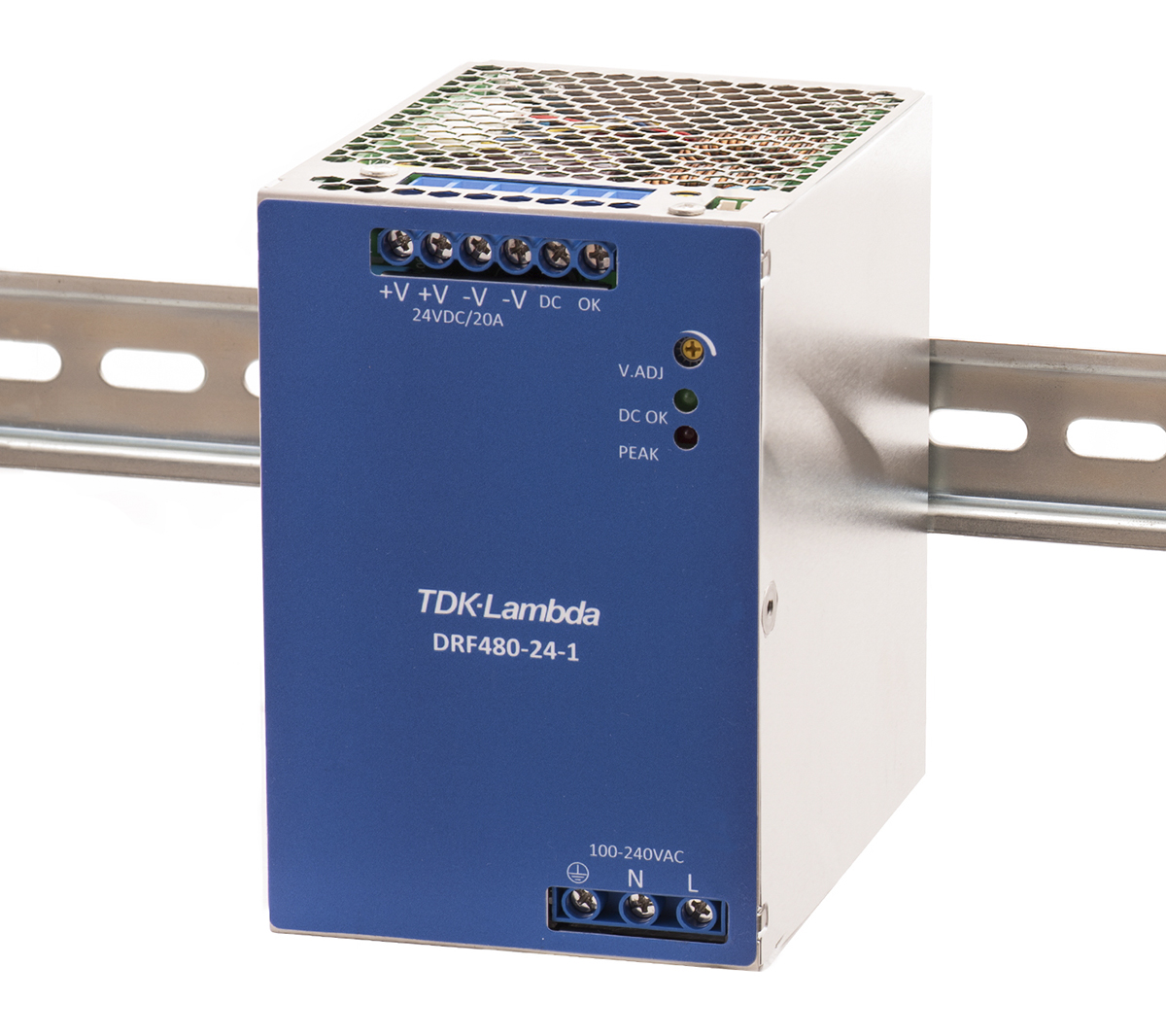 TDK-Lambda DRF Switched Mode DIN Rail Power Supply, 85 → 264V ac ac Input, 24V dc dc Output, 20A Output, 480W