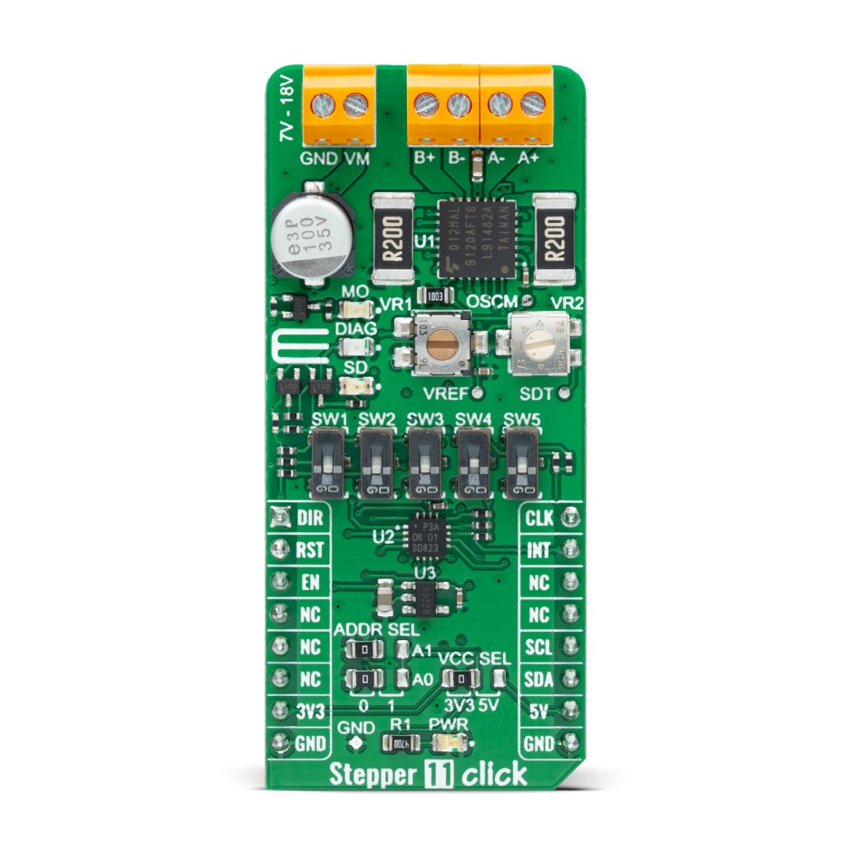 MikroElektronika Stepper 11 Click Stepper Motor Driver for TB9120AFTG for mikroBUS Socket