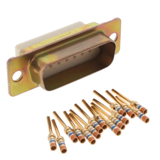 Amphenol India M24308 15 Way Panel Mount D-sub Connector Plug, 2.77mm Pitch, with 4-40 Screw Locks