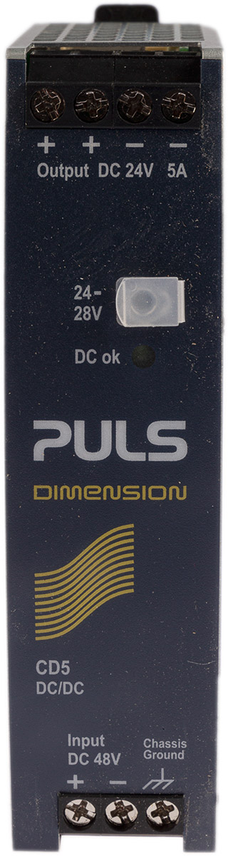 PULS DIMENSION-CD DC-DC Converter, 24V dc/ 5A Output, 36 → 60 V dc Input, 120W, DIN Rail Mount, +70°C Max Temp