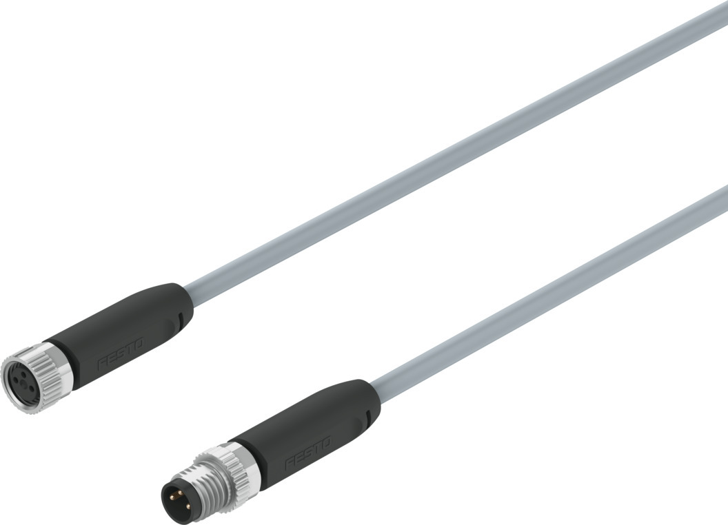 Festo Male 3 way Socket to Female 3 way Plug Actuator/Sensor Cable, 5 m