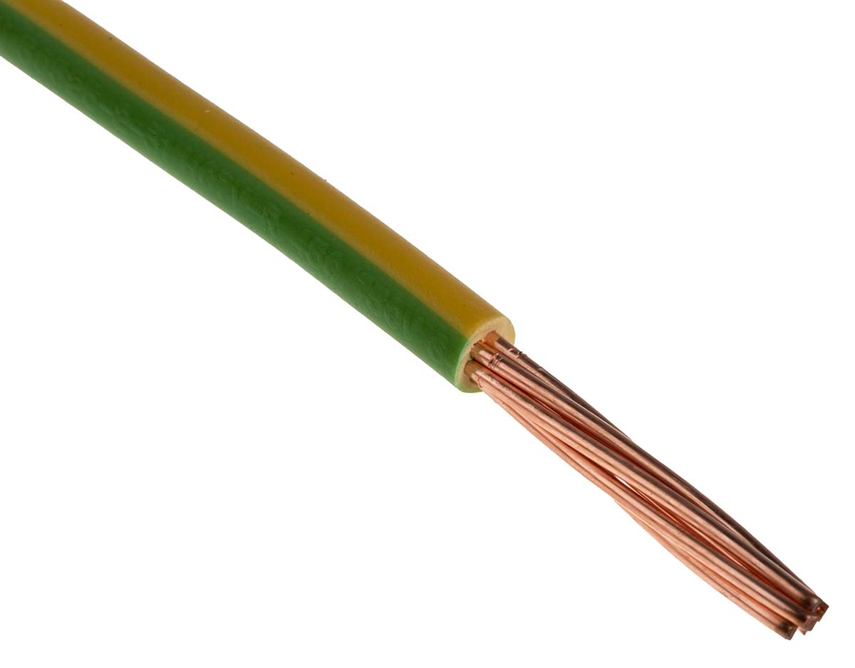 Prysmian 6491X Series Green/Yellow 6 mm² Hook Up Wire, 7/1.04 mm, 100m, 20147720