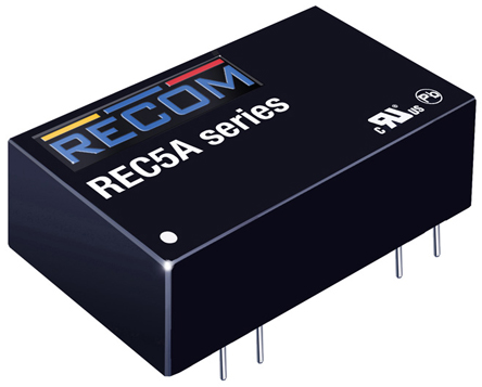 Recom REC5A DC-DC Converter, 5V dc/ 1A Output, 18 → 36 V dc Input, 5W, Through Hole, +68°C Max Temp -40°C Min