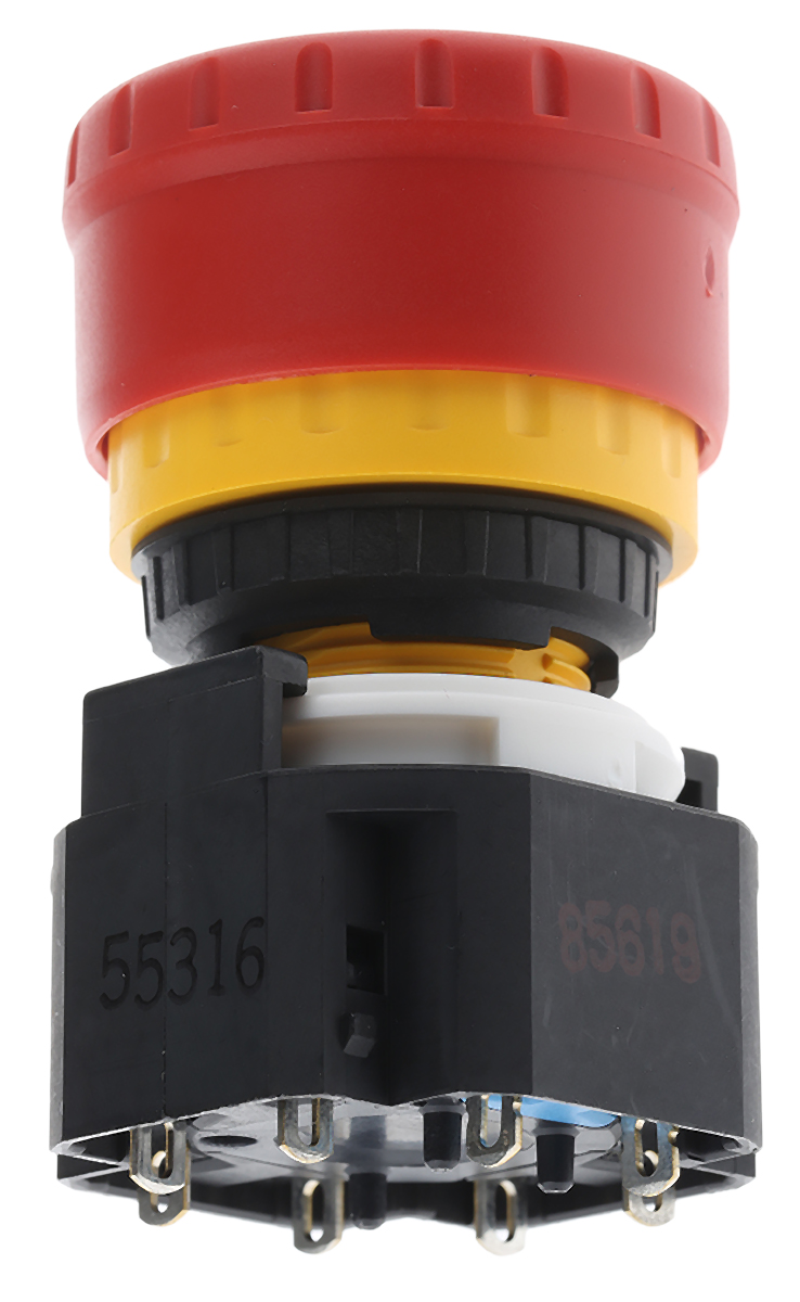 Idec Emergency Stop Push Button, Panel Mount, 3P CO, IP65