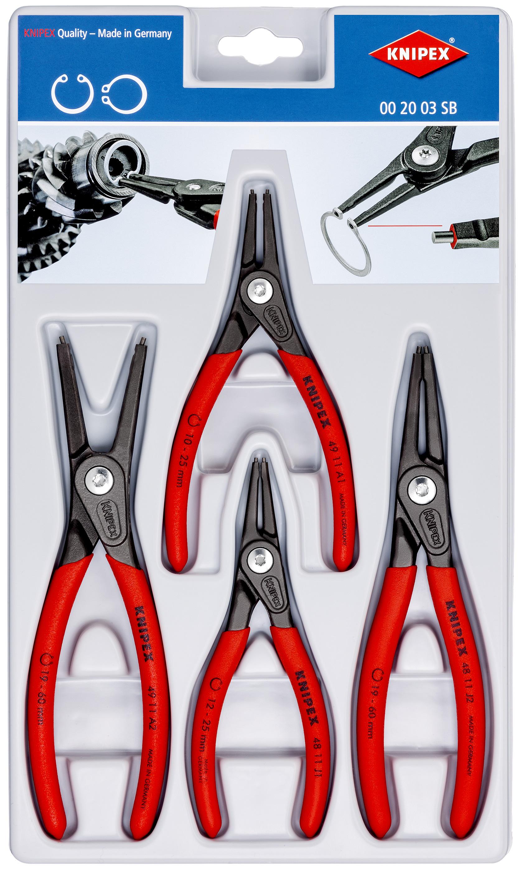 Knipex 4-Piece Circlip Plier Set, Straight Tip, 310 mm Overall