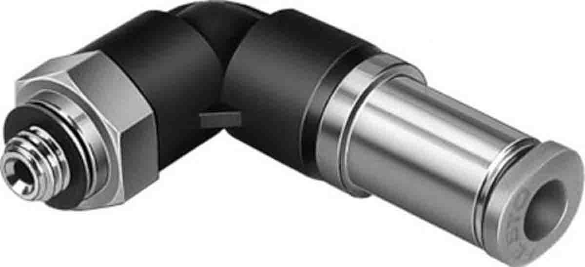 Festo Elbow Threaded Adaptor, M5 Male to Push In 4 mm, Threaded-to-Tube Connection Style, 153294