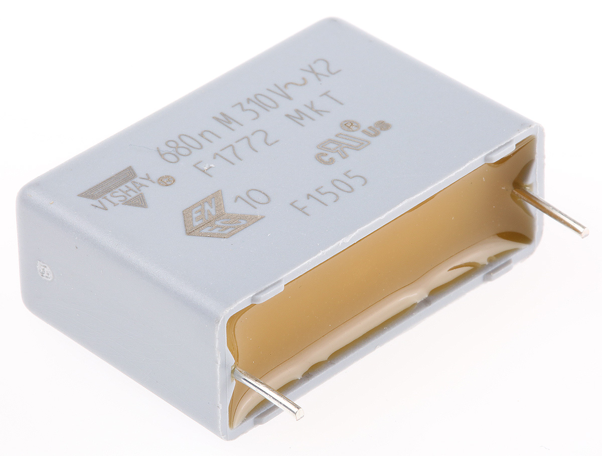 Vishay F1772 Polyester Film Capacitor, 310V ac, ±20%, 680nF, Through Hole