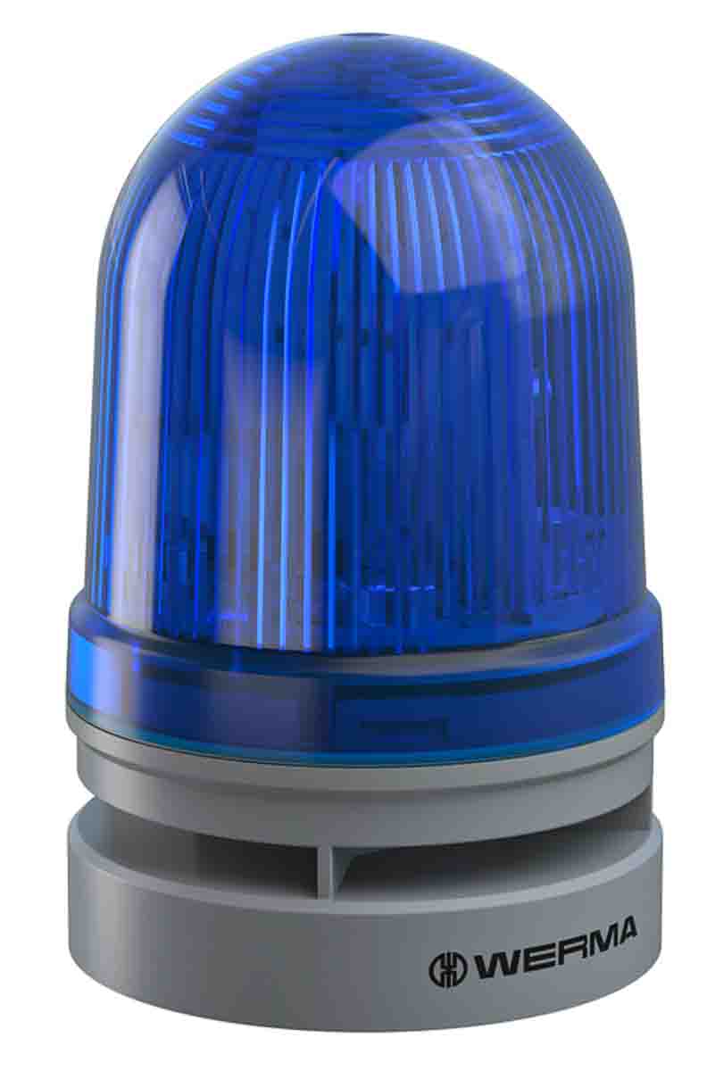 Werma EvoSIGNAL Midi Series Blue Sounder Beacon, 12 → 24 V ac/dc, IP66, Base Mount, 110dB at 1 Metre