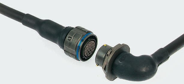 TE Connectivity Straight Black, Fluid Resistant Elastomer, 24.6mm