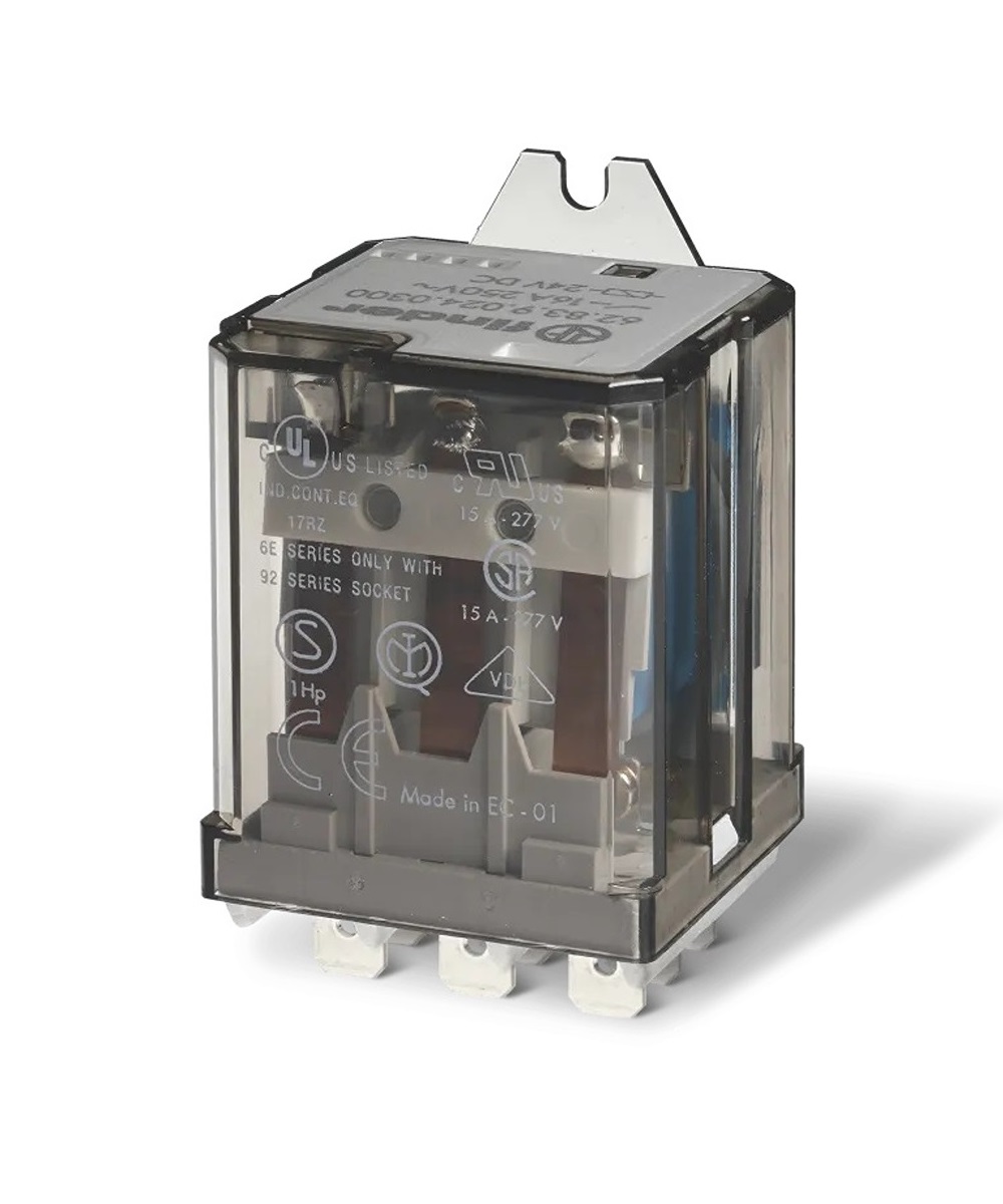 Finder Flange Mount Power Relay, 24V ac Coil, 16A Switching Current, 3PDT