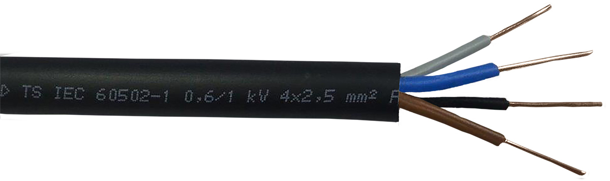 RS PRO NYY-J 6 mm² 4 Core Power Cable, Black PVC, 50m