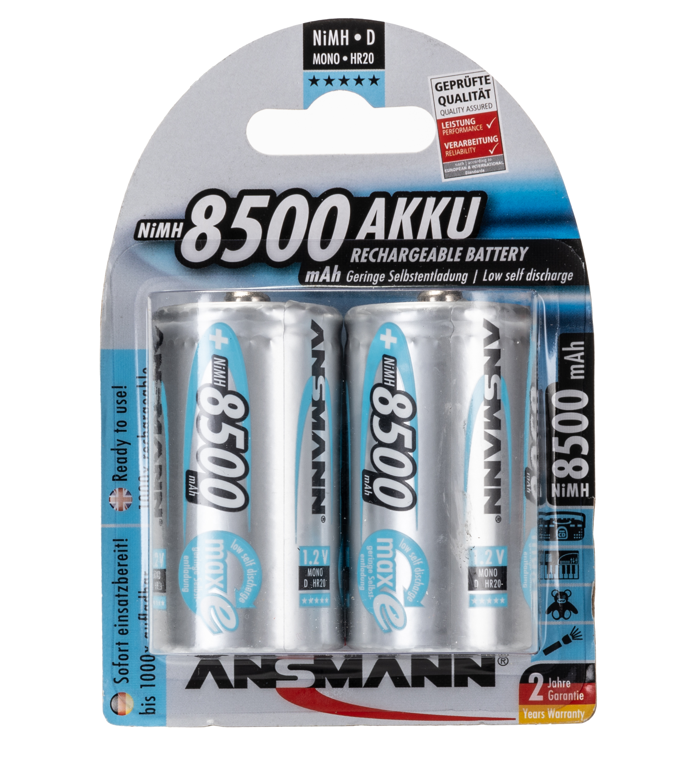 Ansmann MaxE Ansmann NiMH Rechargeable D Batteries, 8.5Ah
