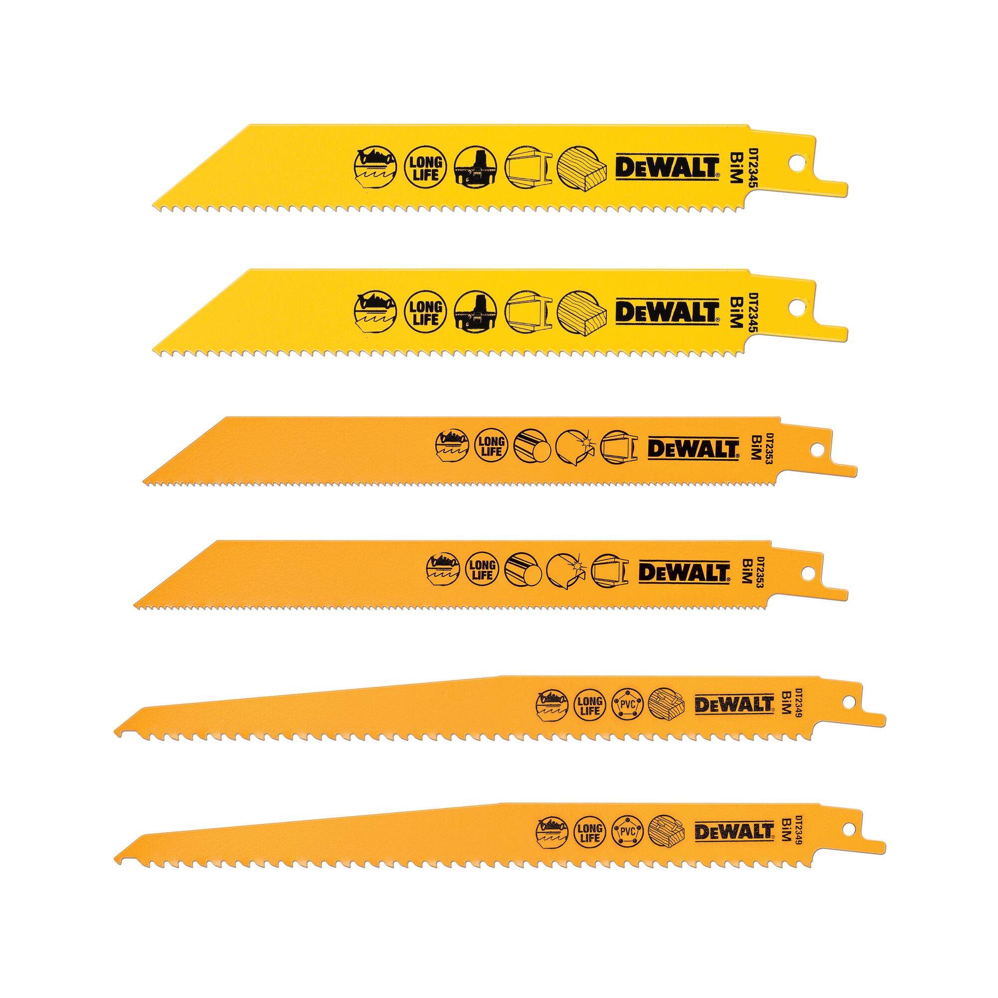 DeWALT Wood 152 mm, 203 mm, 228 mm Cutting Length Reciprocating Saw Blade, Pack of 6