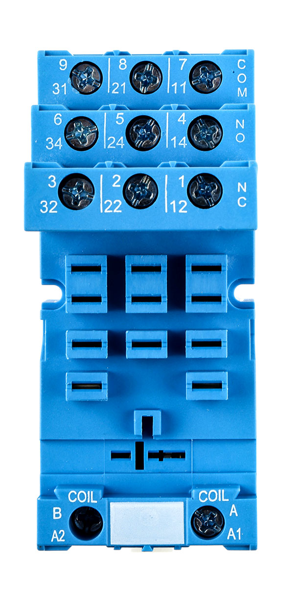 Finder 92 11 Pin 250V ac DIN Rail Relay Socket, for use with 62.32, 62.33