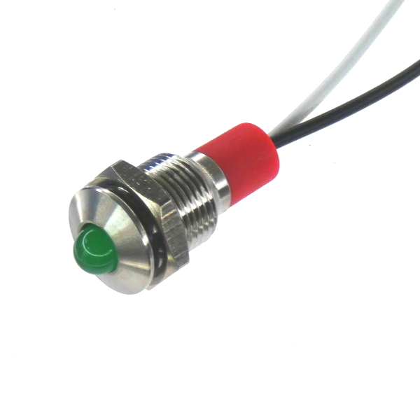 CML Innovative Technologies PL10SL Series Green Panel LED, 24V, 10mm Mounting Hole Size, Lead Wires Termination, IP67