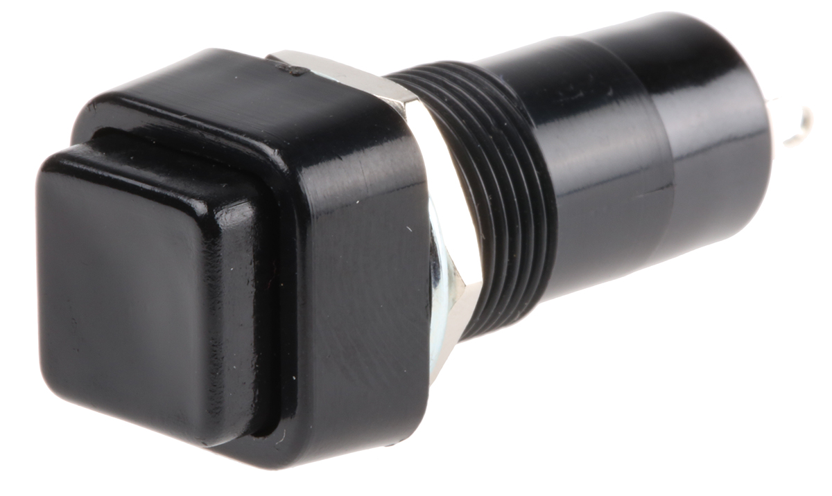 Lumberg Push Button Switch, Latching, Panel Mount, 12mm Cutout, SPST, 125/250V ac