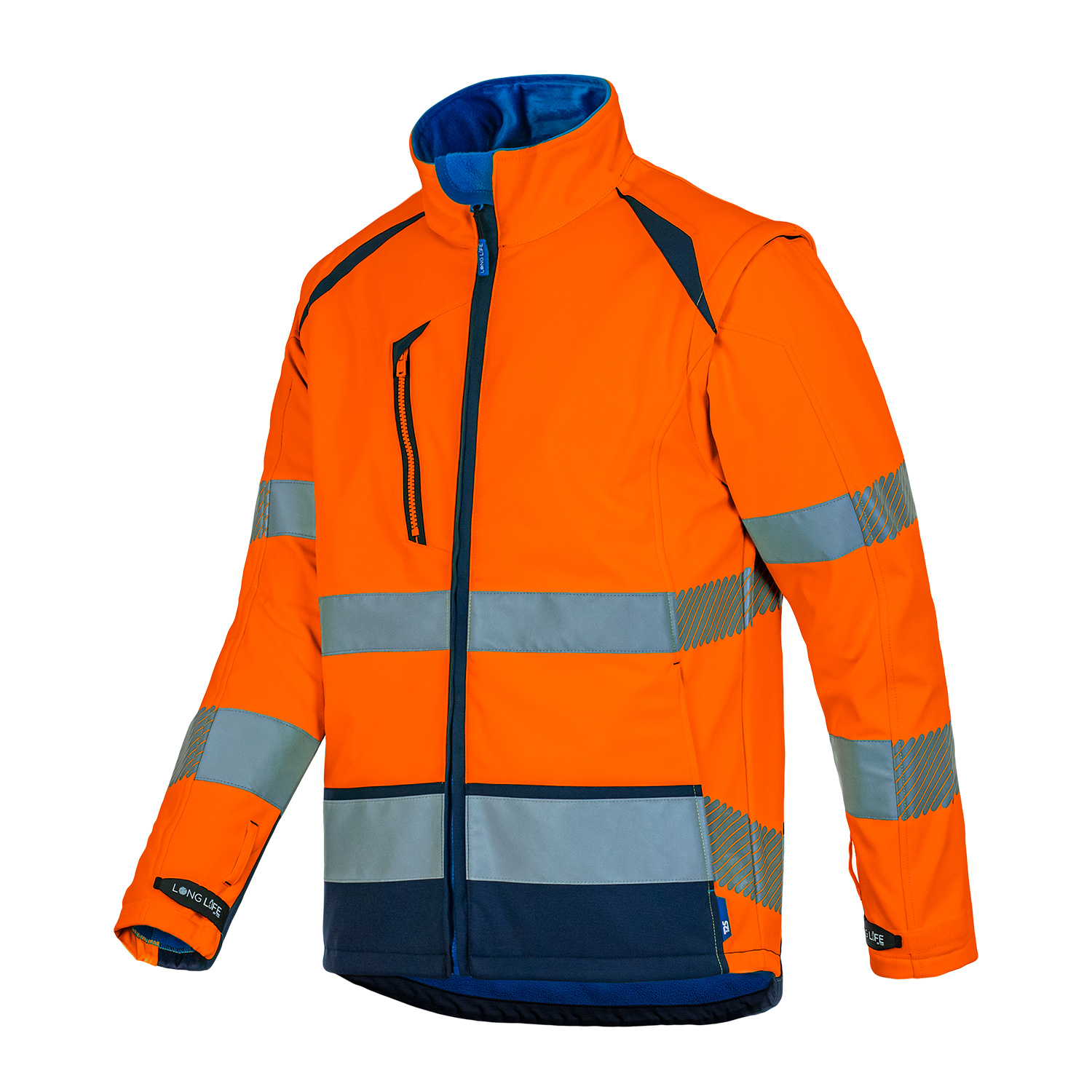 T2S BLOUSLGH01 Orange/Navy Unisex Hi Vis Softshell, S