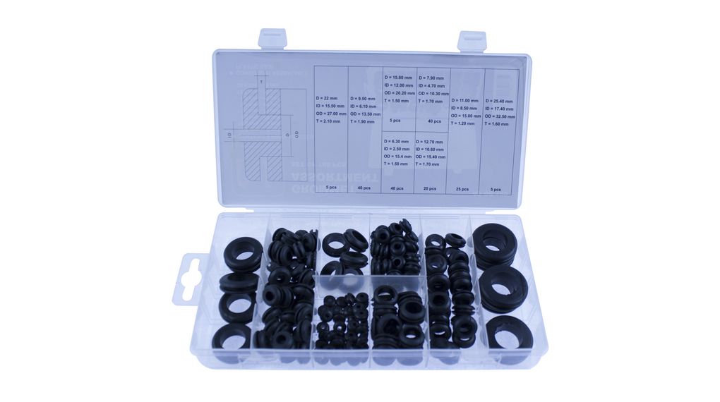 NEMIQ Black Rubber Cable Grommet Kit AS GR 180