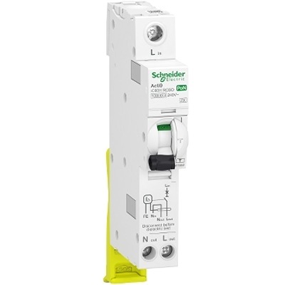 Schneider Electric RCBO, 6A Current Rating, 1P Poles, Type C, Acti9 Range