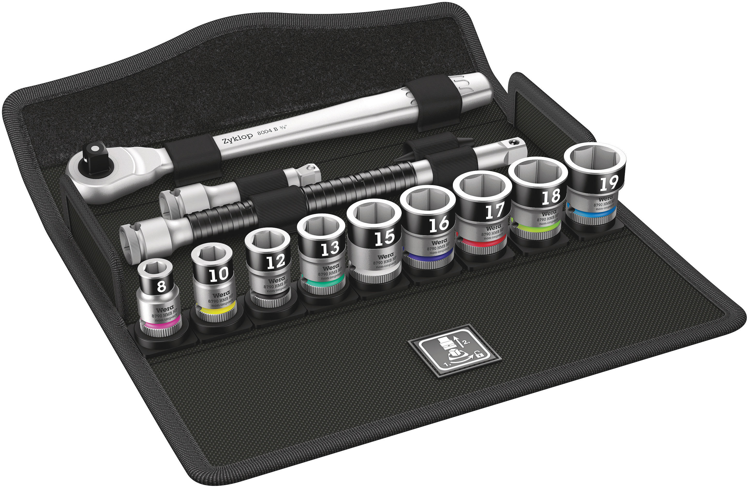 Wera 10-Piece Metric 3/8 in Standard Socket Set with Ratchet, 6 point