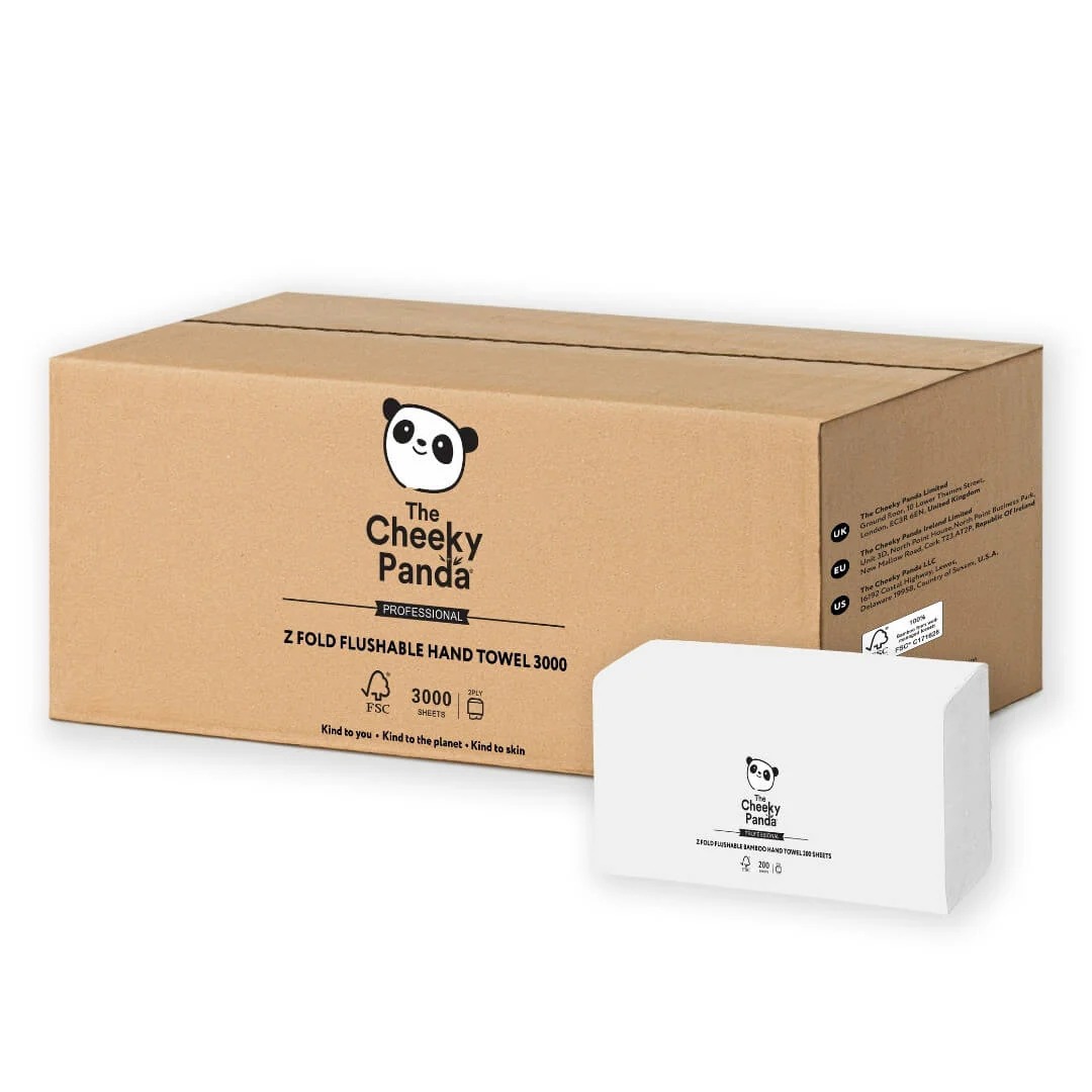 The Cheeky Panda Ltd ZHANDTW15 White Folded Paper Hand Towels, 218 x 224mm, 2-Ply, 3000 Sheets