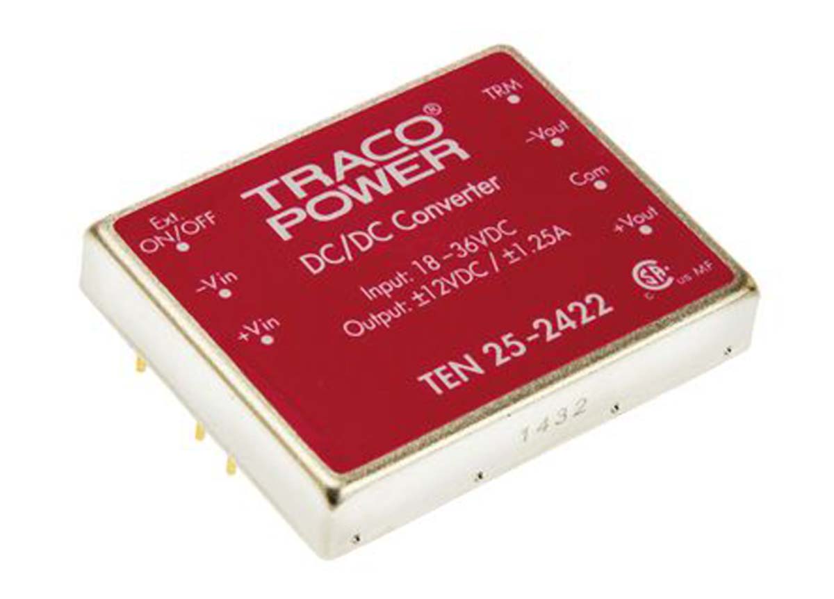 TRACOPOWER TEN 25 DC-DC Converter, 5V dc/ 5A Output, 36 → 75 V dc Input, 25W, Through Hole, +85°C Max Temp -40°C