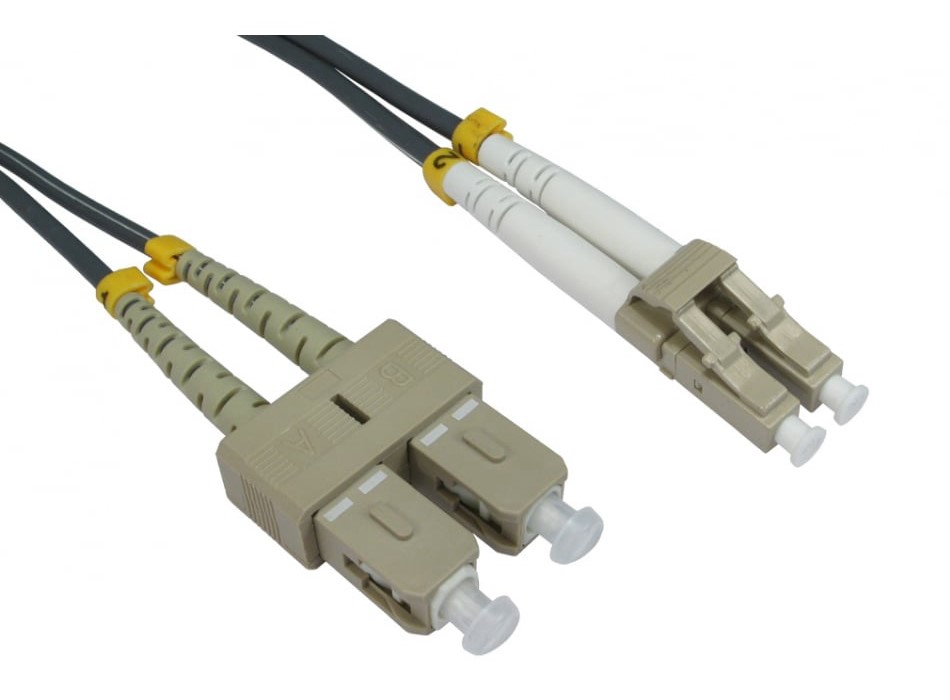 RS PRO LC to SC Duplex Multi Mode OM1 Fibre Optic Cable, 3mm, Grey, 15m