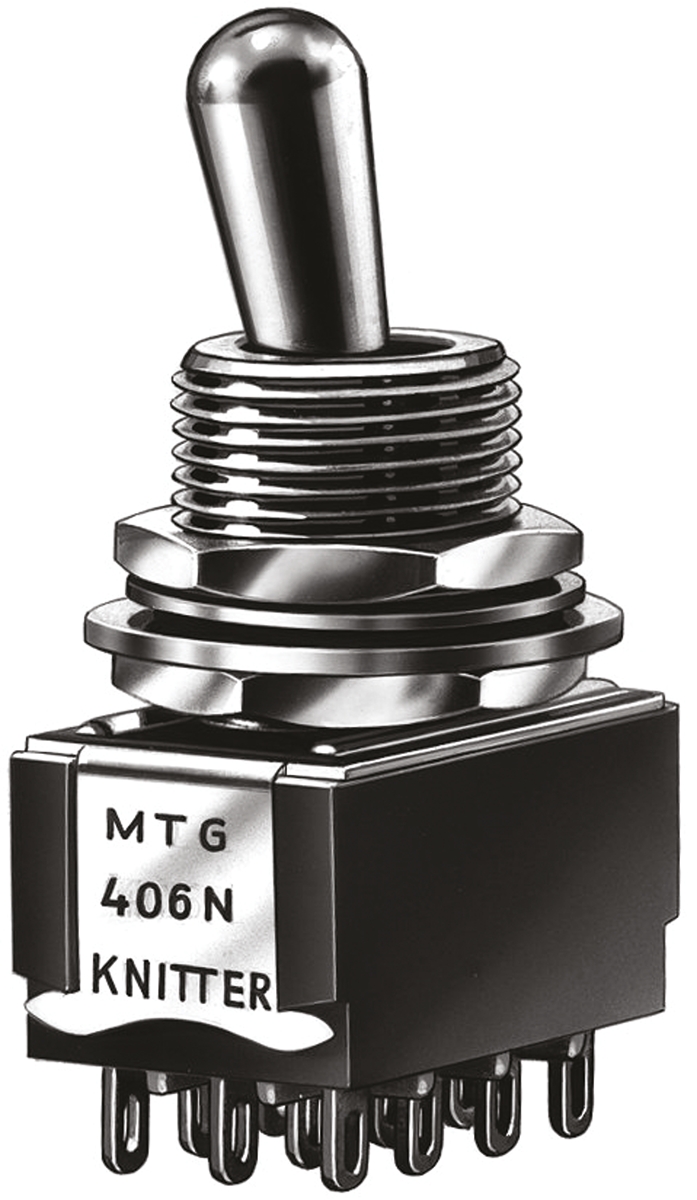 KNITTER-SWITCH Toggle Switch, Panel Mount, On-On, 4PDT, Solder Terminal