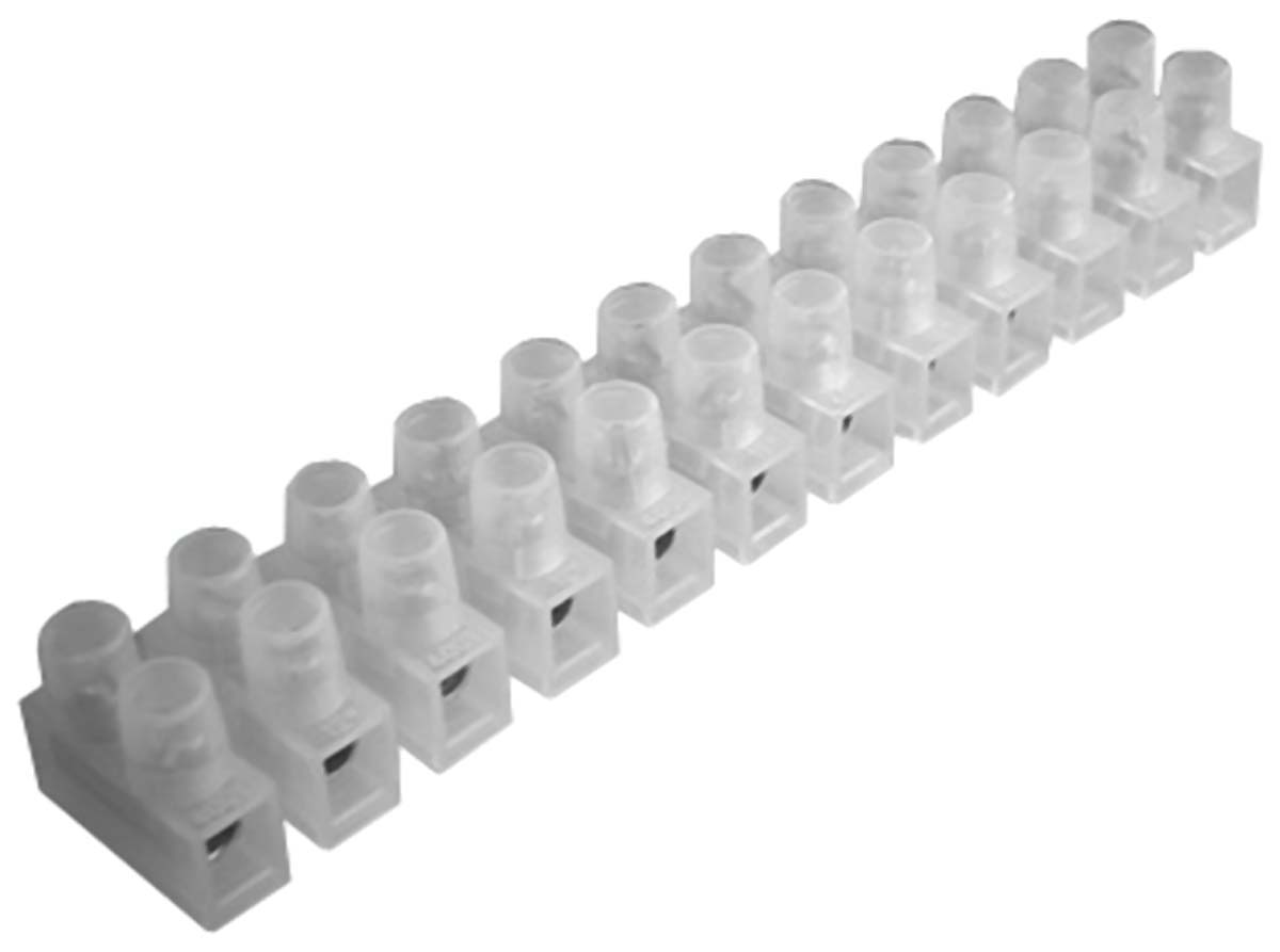 RS PRO Non-Fused Terminal Block, 12-Way, 30 → 76A, 6 AWG Wire, Screw Down Termination