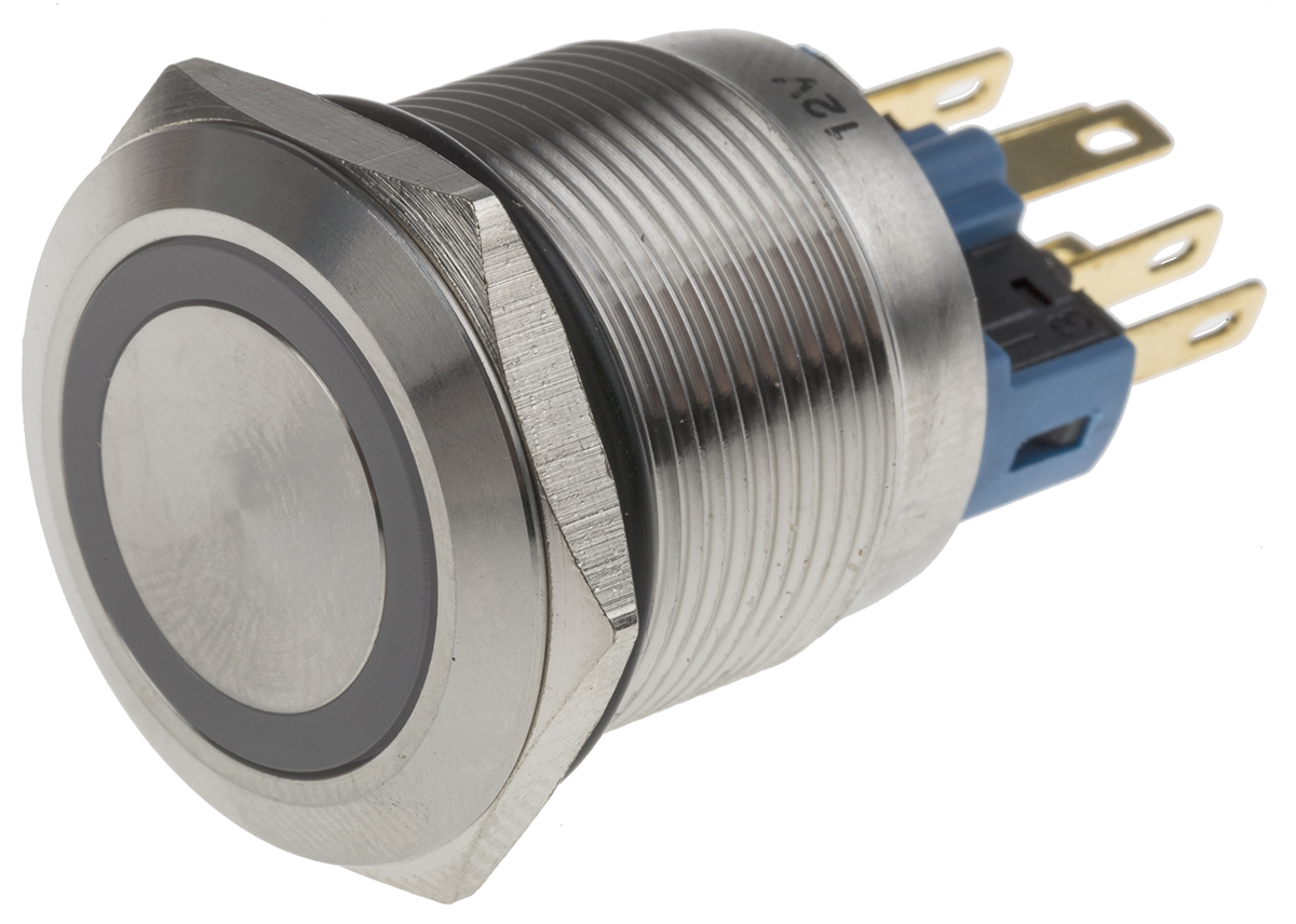 RS PRO Illuminated Push Button Switch, Latching, Panel Mount, 22mm Cutout, SPDT, Green LED, 12V, IP65, IP67