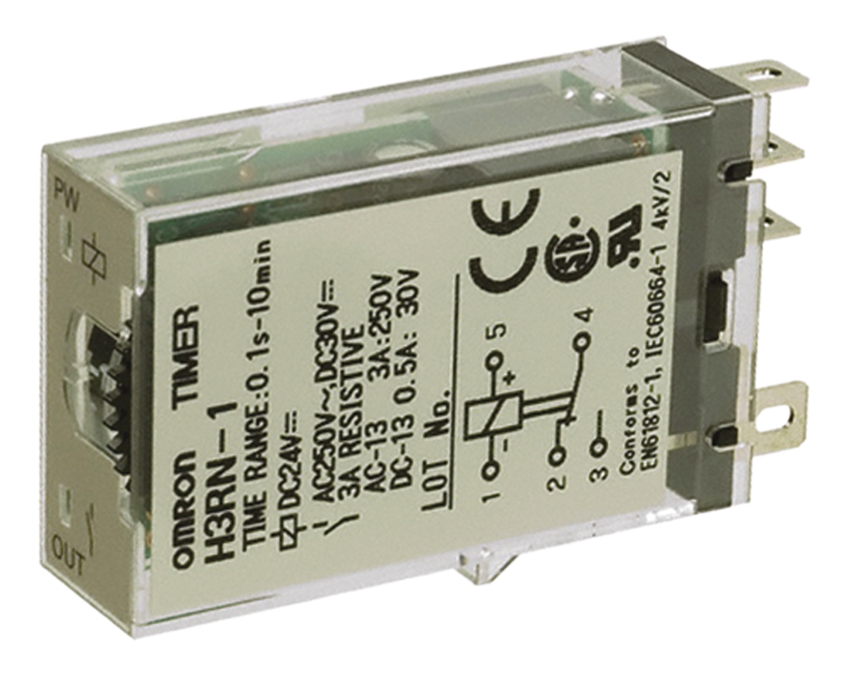 Omron H3RN Series Plug In Timer Relay, 24V ac, 1-Contact, 0.1 min → 10h