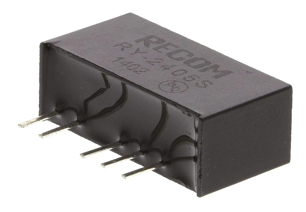 Recom RY DC-DC Converter, 5V dc/ 200mA Output, 22.8 → 25.2 V dc Input, 1W, Through Hole, +70°C Max Temp -40°C