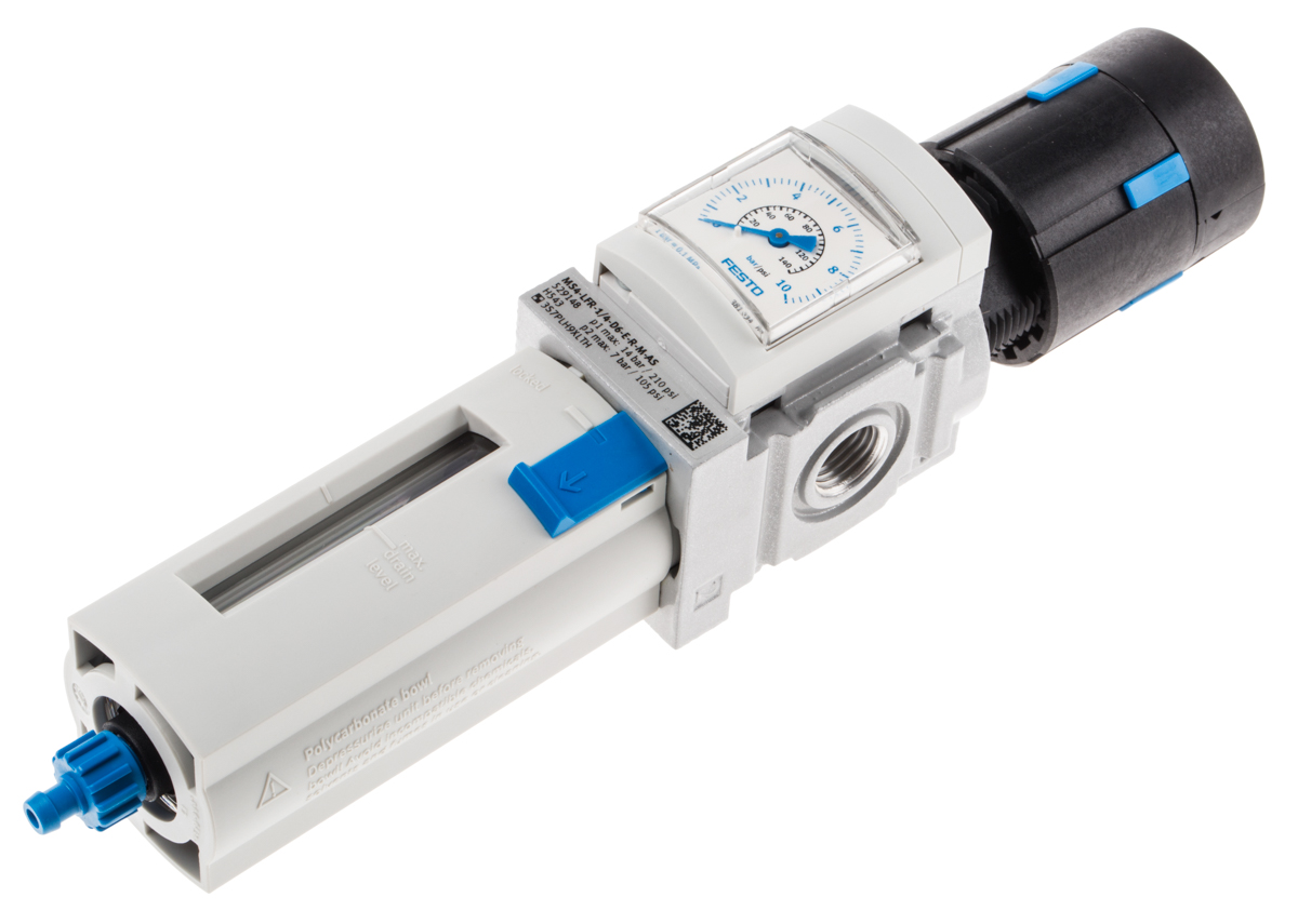 Festo MS4-LFR Polycarbonate Filter Regulator, 40μm, G 1/4, Manual, 14 bar, 529148
