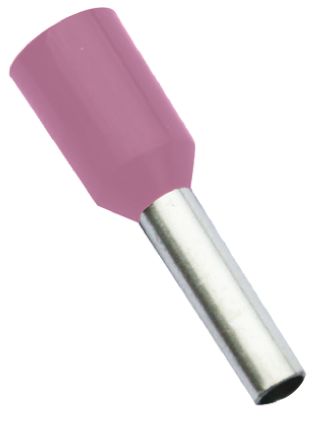 RS PRO Insulated Crimp Bootlace Ferrule, 8mm Pin Length, 1.1mm Pin Diameter, 0.34mm² Wire Size, Pink