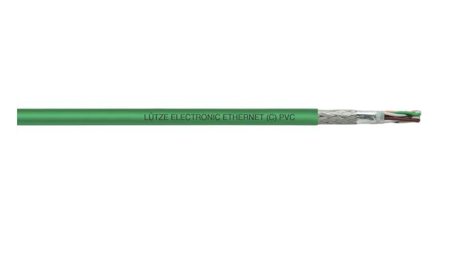 F Lutze Ltd, 50m Cat5e, Green RJ45 to Male RJ45 Male, Braid, Foil, Terminated PVC Sheath