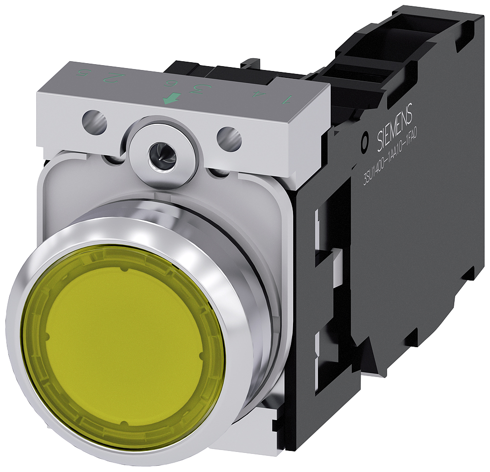Siemens SIRIUS ACT 3SU11 Series Illuminated Push Button Complete Unit, 22mm Cutout, SPST, IP66, IP67, IP69(IP69K)