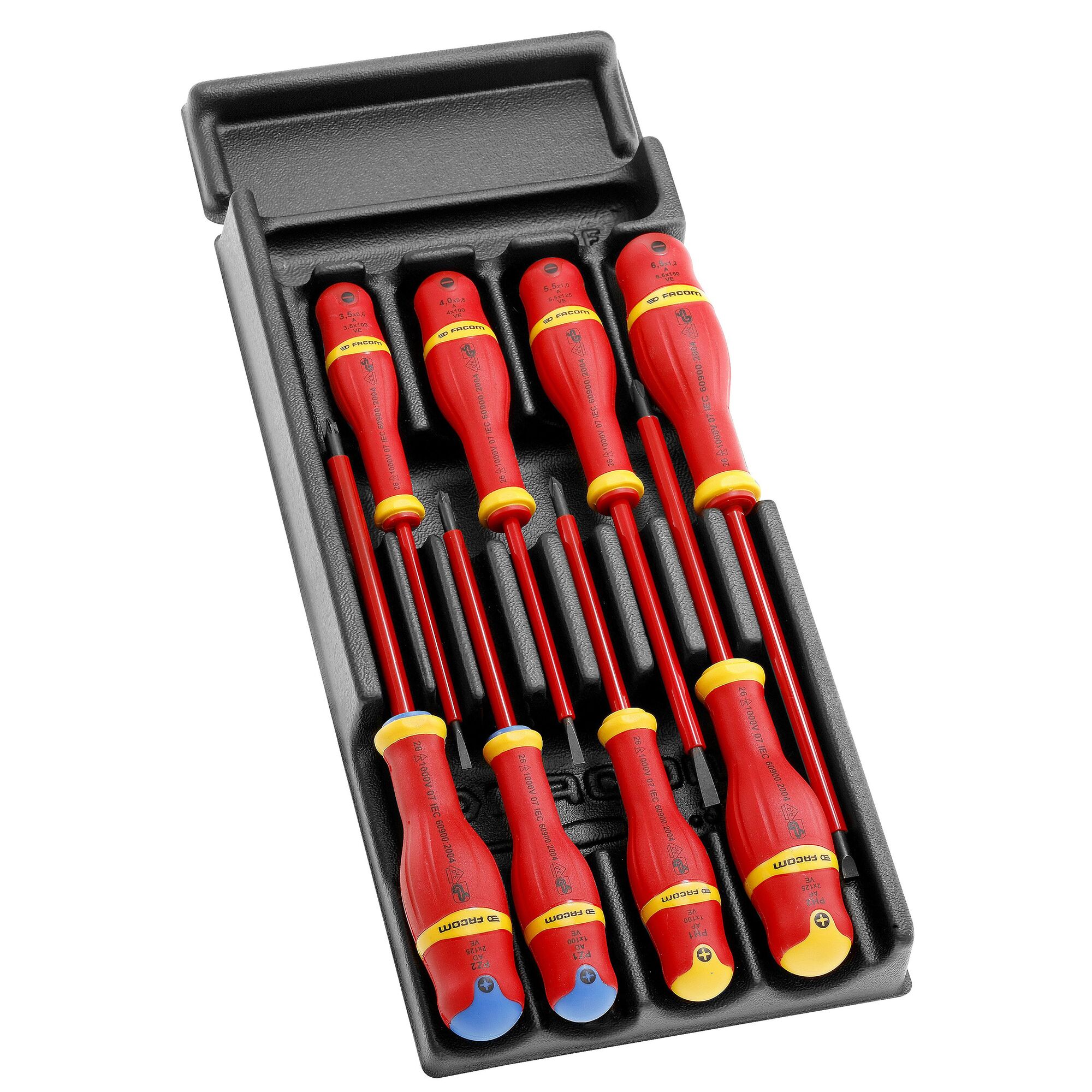 Facom Phillips; Slotted Insulated Screwdriver Set, 8-Piece