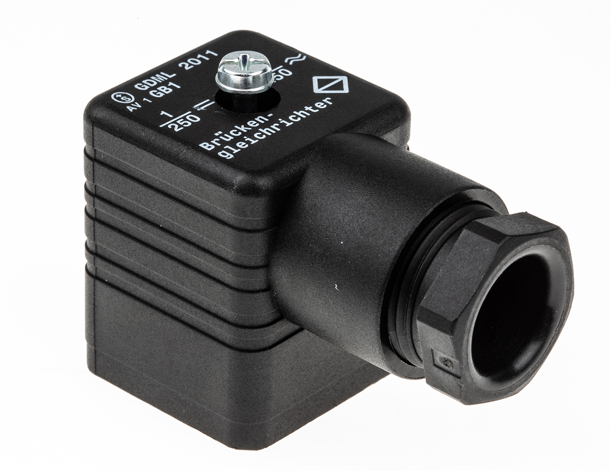 Hirschmann GDML 2P+E DIN 43650 A, Female Solenoid Valve Connector, 250 V ac/dc Voltage