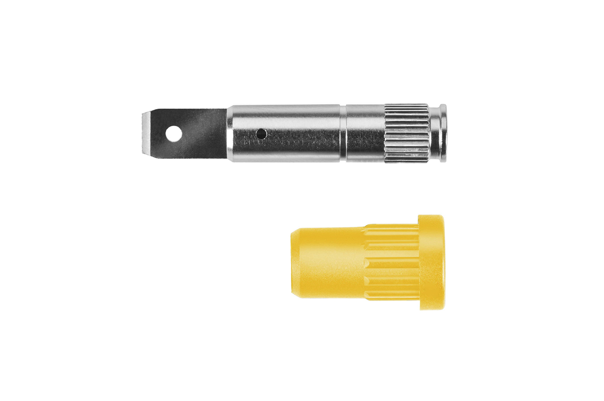 Schutzinger Yellow Female Banana Socket, 4 mm Connector, 24A, 33 V ac, 70V dc, Nickel Plating