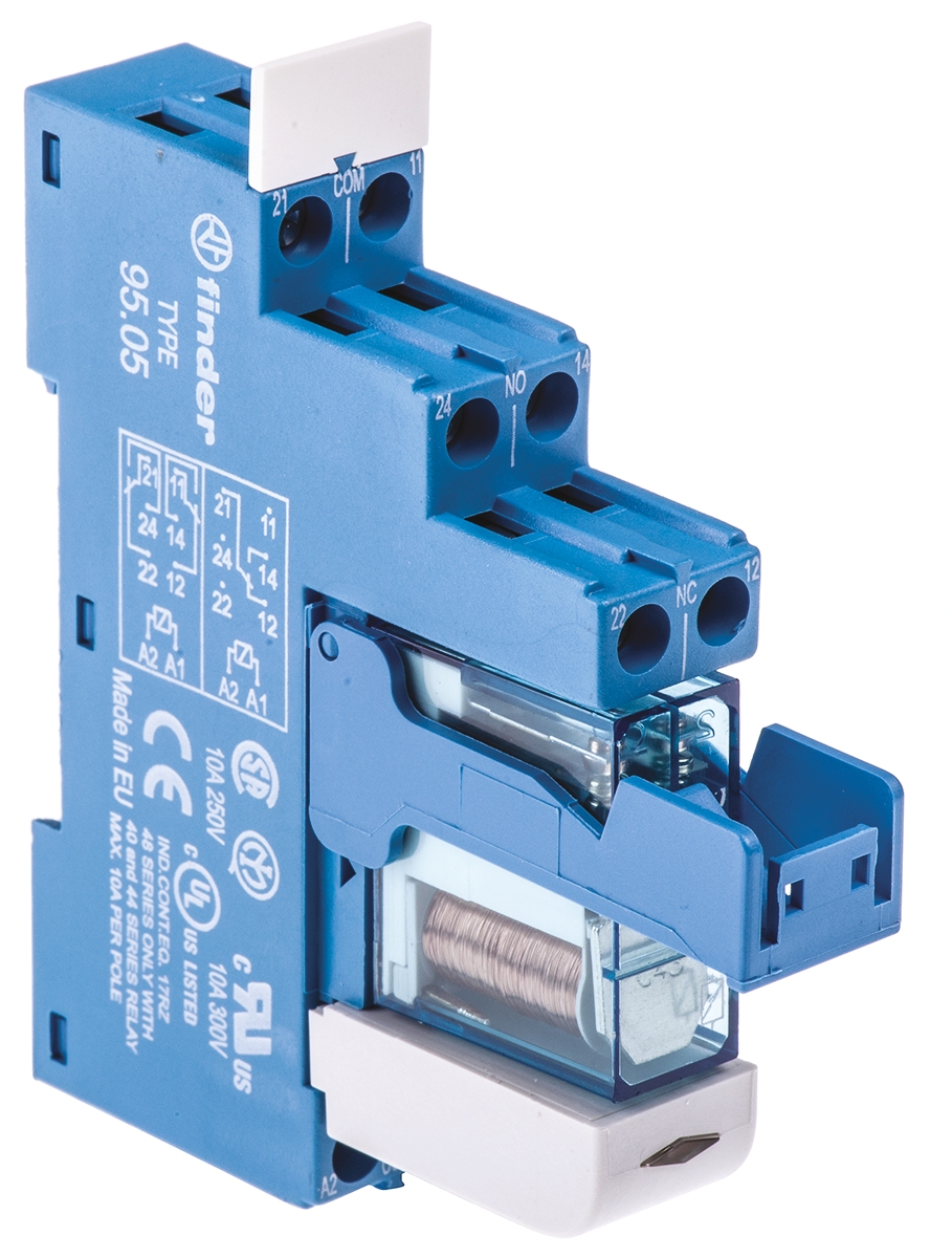 Finder 48 Series Interface Relay, DIN Rail Mount, 12V dc Coil, DPDT, 2-Pole