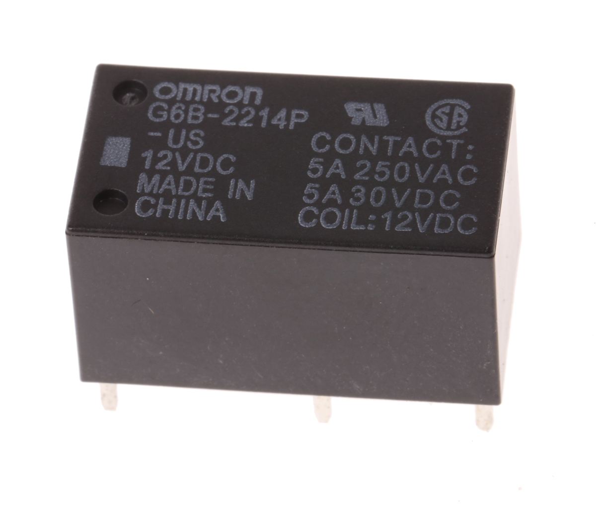 Omron PCB Mount Power Relay, 12V dc Coil, 5A Switching Current, DPST
