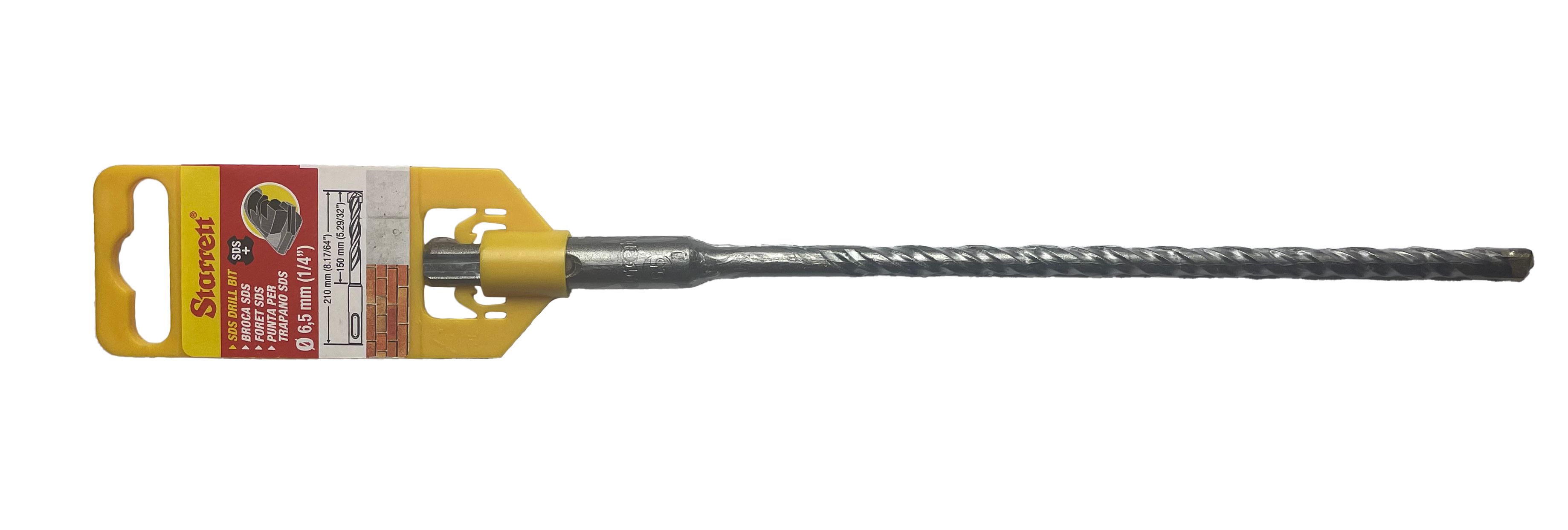 Starrett SDS Plus Series Carbide Tipped SDS Plus Drill Bit, 6.5mm Diameter, 210 mm Overall