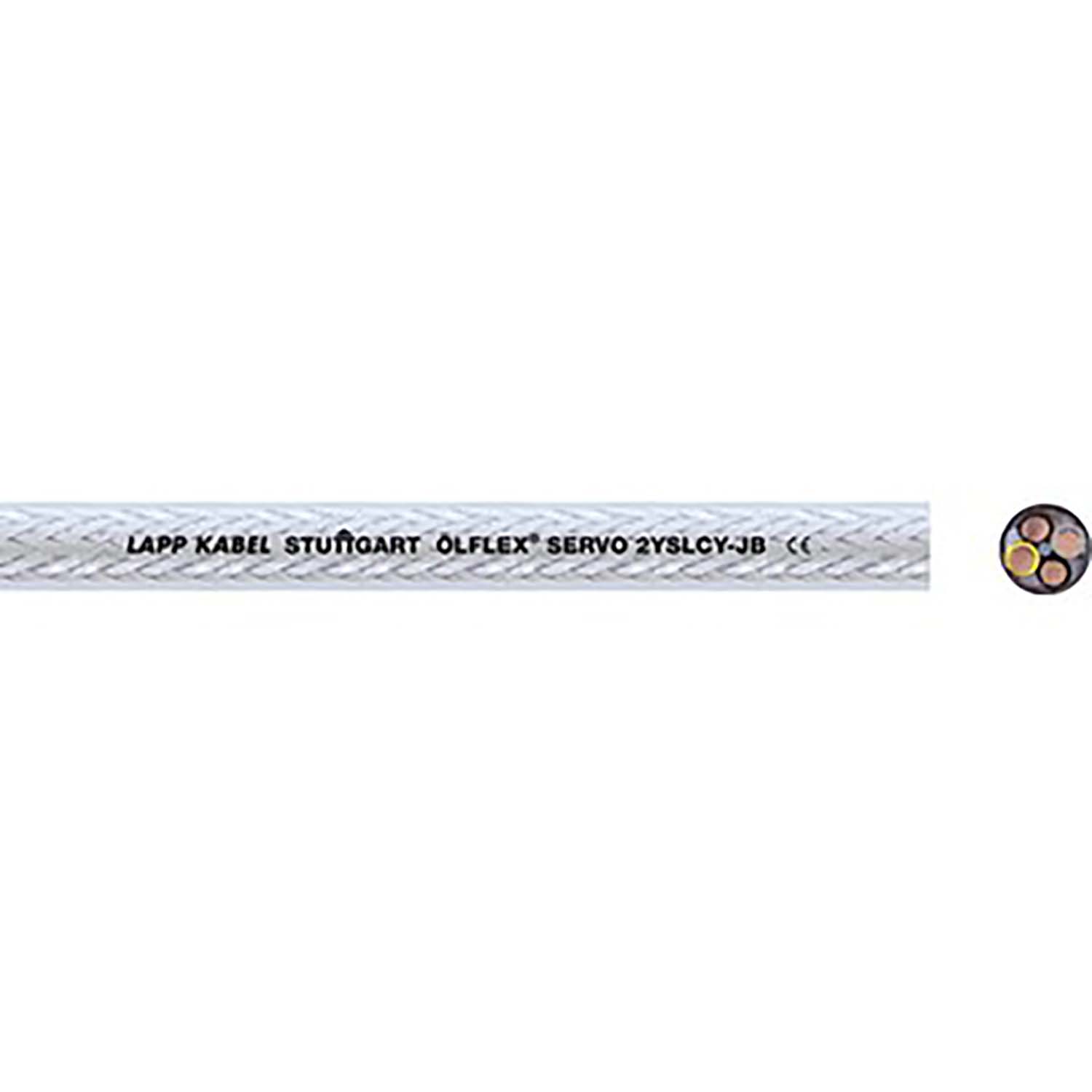 Lapp ÖLFLEX SERVO 2YSLCY Control Cable, 4 Cores, 1.5 mm² CSA 16 AWG, Screened, 50 m, Transparent Polyethylene Sheath